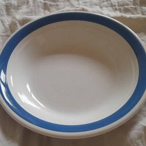 Quadrifoglio of Italy White and Blue Collectable Mid Century Earthenware Large Serving Dish Bowl Very Good Condition