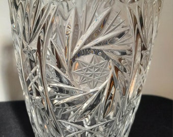 Star of David Crystal Starburst Vase Heavy Perfect Condition