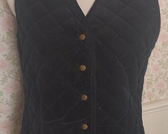 Black Quilted Corduroy Sleeveless Button Front Vest Hot!Clothing Co Size Small As New