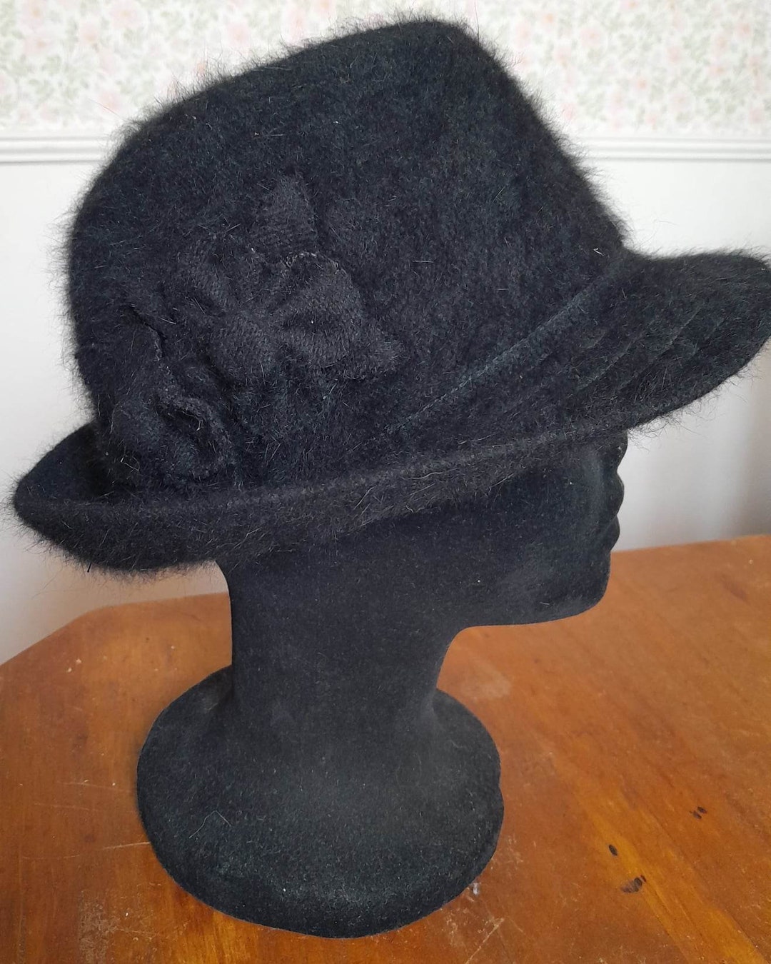 Scala Pronto Black Cloche Hat – Floral Wool Felt Style | Quiet Luxury Large Flower Felt Cloche Winter Hat- Scala Hat  main image 3