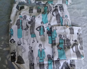 Handmade Art Deco Style Canvas Bag with Matching Purse As New