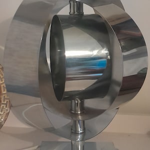 Vintage 70s Italian Concentric Chrome Ring Lamp