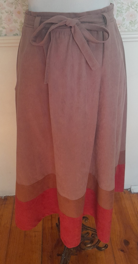 Gorgeous Faux Suede Vintage 70's Skirt Suit Flirt 