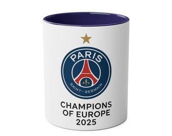 PSG Champions League Winners Mug, Two-Tone Coffee Mug 11oz | Football Club