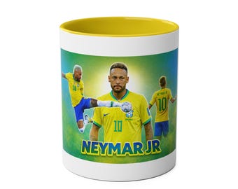 Neymar Jr Brazil Football Legend Mug, Two-Tone Coffee Mug 11oz