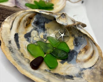 Seaglass Christmas Tree Ornament, Clam Shell Beach Decor