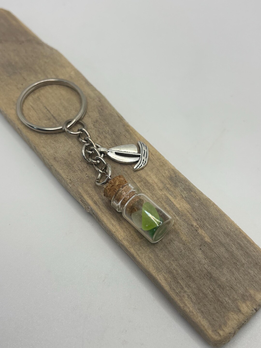 Seaglass Bottle Keychain, Nautical Charm, Coastal Decor, Seaglass ...