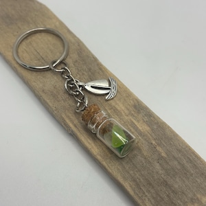 Handmade Seaglass Bottle Keychain, Nautical Charm, Coastal Decor