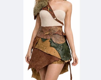Handmade Leather Skirt & Waist Armor | Viking Tribal Belt Accessory | Festival Warrior Wear XS-S-M-L