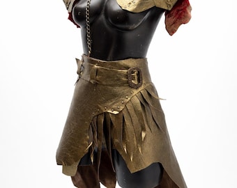 Handmade Leather Warrior Skirt and Armor Set | Viking Tribal Costume | Festival Fantasy Wear