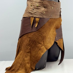Brown Leather Skirt,Barbarian Costume,Viking Costume,Viking Clothes,Tribal Festival Skirt,Skirt for Women,Barbarian Leather SkirtXS-S-M
