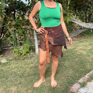 Brown Leather Skirt,Barbarian Costume,Viking Costume,Viking Clothes,Tribal Festival Skirt,Skirt for Women,Barbarian Leather SkirtXS-S-M-L