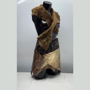Handmade Viking Warrior Fur and Leather Costume, Medieval Cosplay Outfit, Barbarian Fantasy LARP Costume, Custom Fur Cape and Leather Skirt