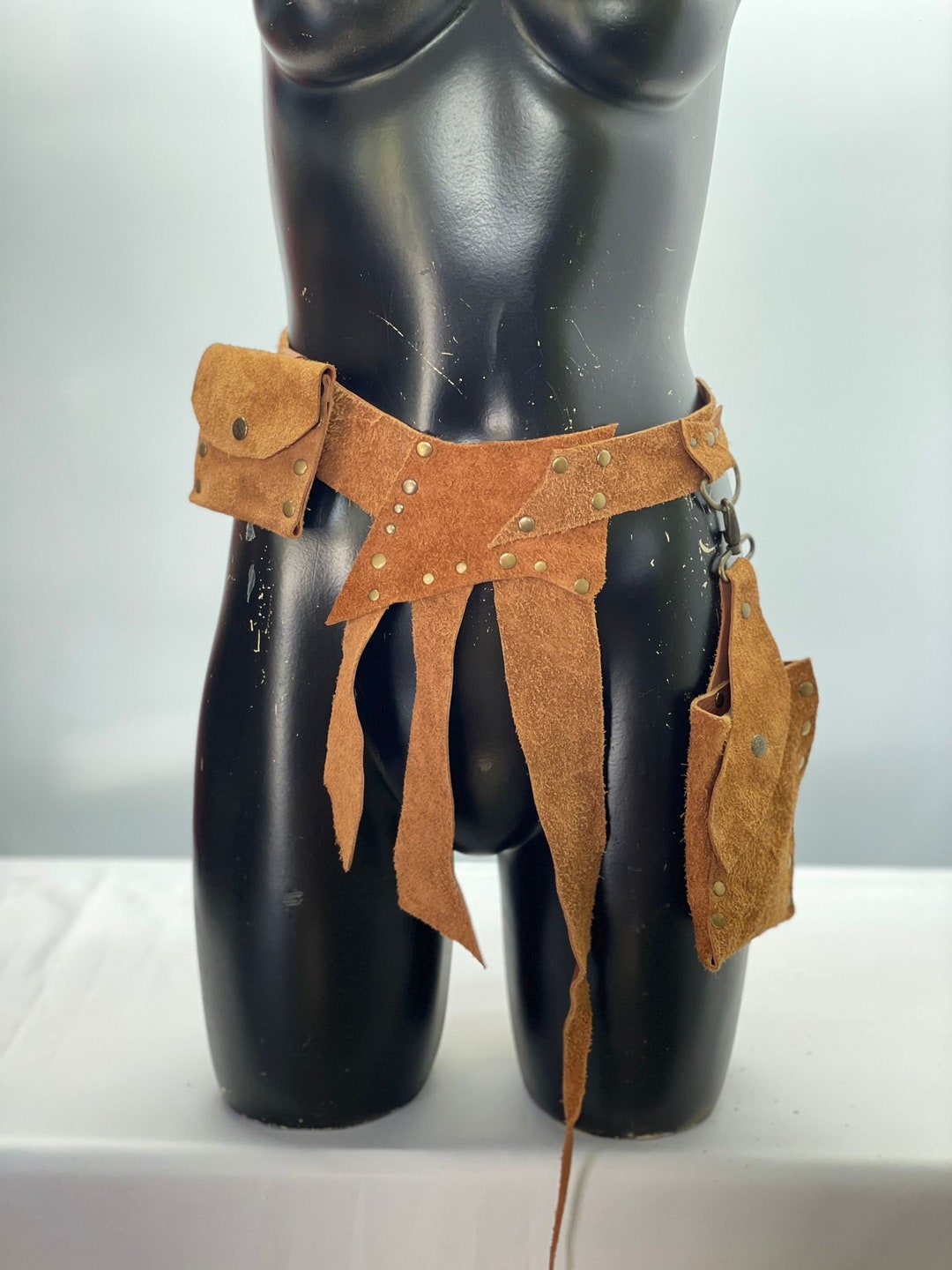 Personalized Brown Leather Tool Belt, Wrench Holder, Craft Tool Belt