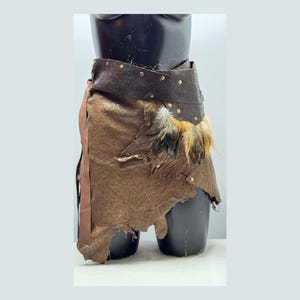Leather Feather Skirt - Tribal Cosplay Costume - Festival Warrior Belt - Adjustable XS S M L XL