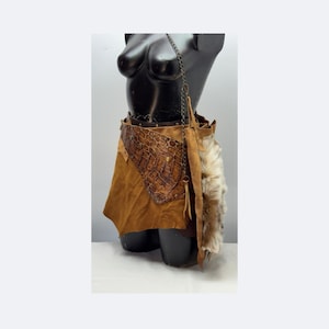 Handmade Leather & Fur Wrap Skirt – Adjustable Tribal LARP Skirt (XS–XL)