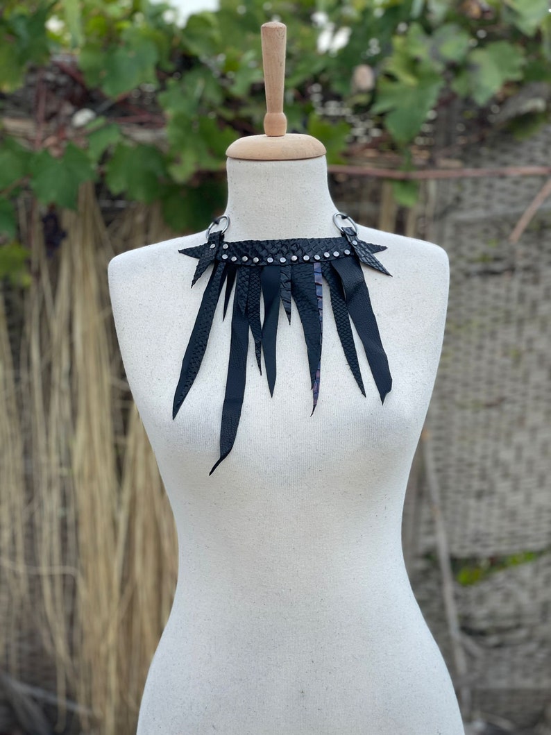 Gothic Black Leather Pendant ,black Leather Choker Lace Up, Necklace