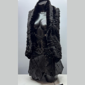 Adjustable Viking-Inspired Faux Mink Fur and Genuine Leather Warrior Outfit – XS to L