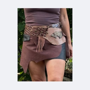 Handmade Leather Warrior Skirt: Fringe Festival Belt, Cosplay Outfit