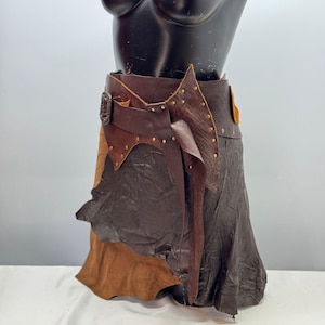 Brown Leather Skirt,Barbarian Costume,Viking Costume,Viking Clothes,Tribal Festival Skirt,Skirt for Women,Barbarian Leather SkirtXS-S-M-L-XL