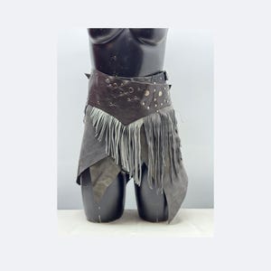 Adjustable Leather Fringe Skirt: Handmade Festival Cosplay Belt