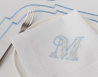 Personalized Embroidered Linen Napkins-Custom Monogram& Color- Elegant Table Decorative For Wedding, Special Events
