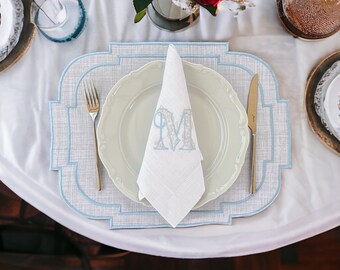 Personalized Wedding Napkins-Embroider Monogrammed Linen Napkin-Custom Dinner Table Napkin-Hemstitch Wedding Napkin-Anniversary Napkin Gift