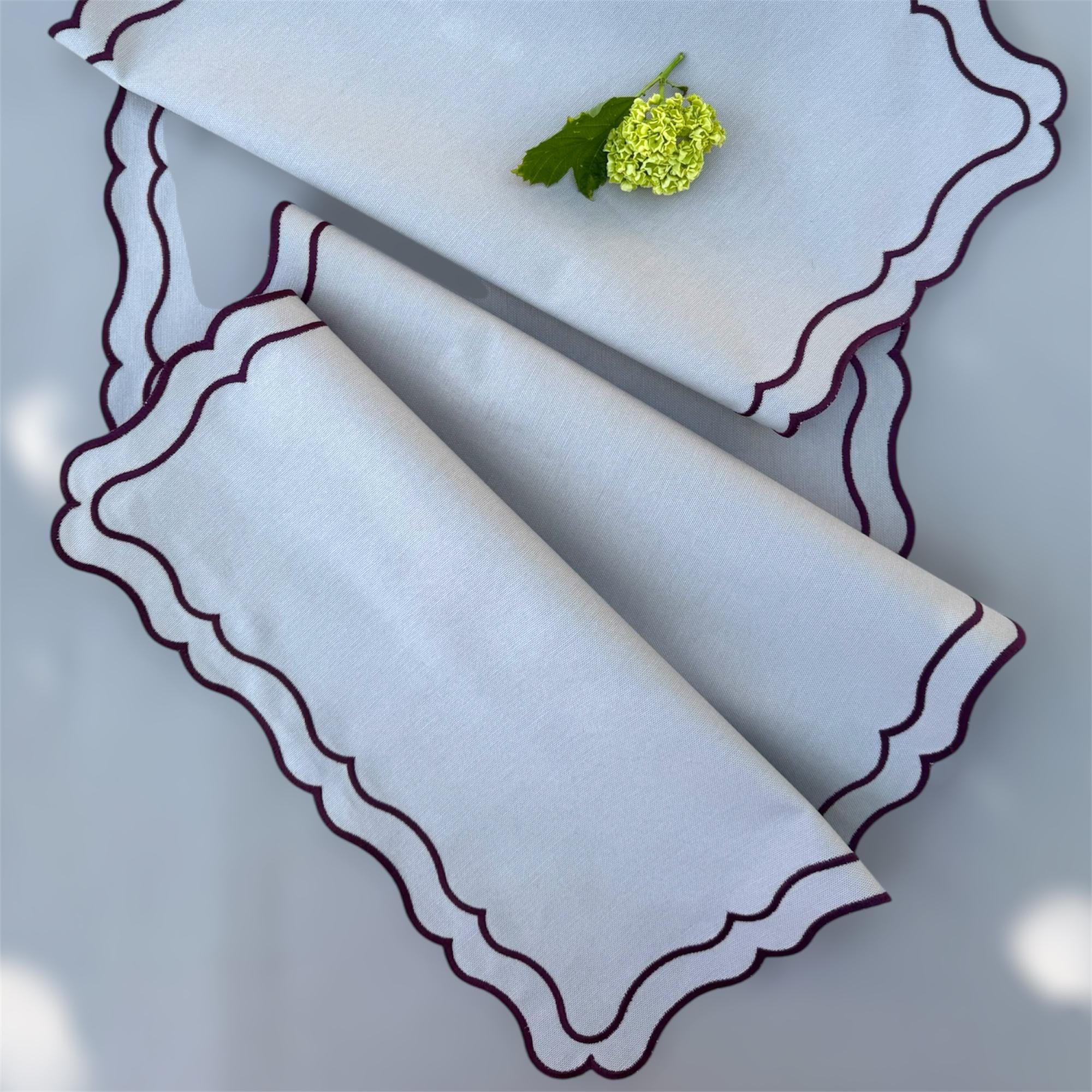 Custom Embroidered Table Runner- Wavy Border- Personalized Colors