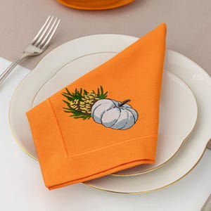 Embroidered Halloween Napkins-Pumpkin Embroidery Napkins-Fabric Dinner Napkins-  Thanksgiving Napkin Cloth-Unique Gift- Fall House Decor