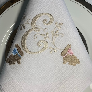 Easter Bunny Cotton Napkin, Easter Monogrammed Dinner Napkin, Customized Easter Napkins, Personalized Easter Napkin, Easter Napkin Gift