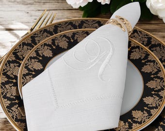 Personalized Embroidered Linen Napkins-Custom Monogram Wedding Decor