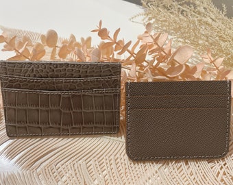 Minimalist card holder, slim card holder, crocodile pattern wallet, epsom leather wallet, leather cardclip, gift for him, gift for her