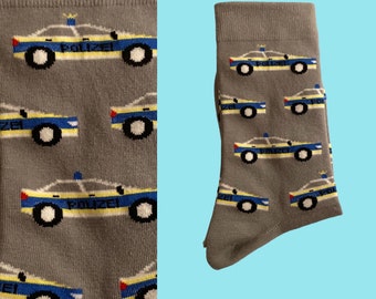 Socken„Polizei 1“ grau, Maruschko Socks, Damen und Herren Größe 36-41,42-45 und 46-49 Baumwolle,Polyamid,Elasthan