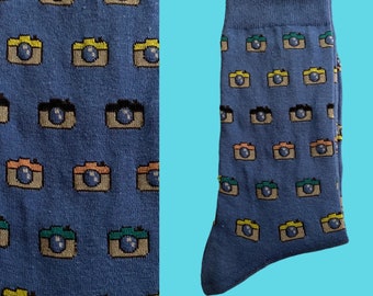 Socken„Kameras mittelblau“ Maruschko Socks, Damen und Herren-Größe 36-41, 42-45 und 46-49, Baumwolle,Polyamid,Elasthan