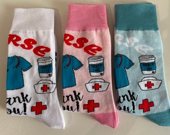 Socken„Krankenschwester" weiß,rosa und mintgrün Maruschko Socks “Größen 36-40/41-44 Baumwolle,Polyamid,Elasthan