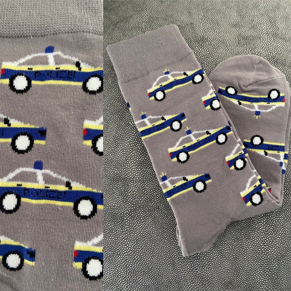 Socken„Polizei neues Modell “ grau, Maruschko Socks, Damen und Herren Größe 36-41,42-45 und 46-49 Baumwolle,Polyamid,Elasthan