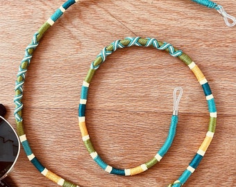 Handmade Boho Rope Eyeglass Cord, Colorful Sunglasses Chain, Green Blue Yellow Strap
