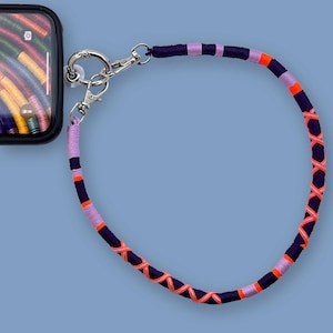 Handmade Rope Wrapped Phone Wristlet Lanyard: Unique Colorful Strap