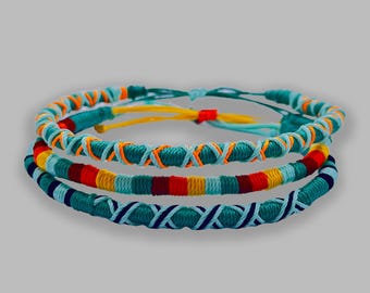 Braided Rope Bracelet Set: Adjustable Boho Stacking Bracelets