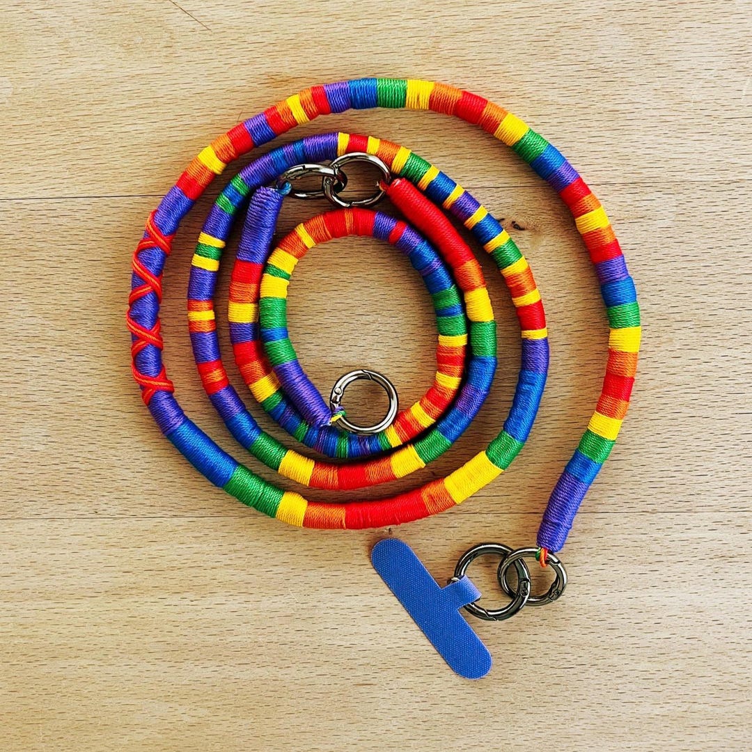 Handmade Phone Crossbody Strap Set, Rainbow Wristlet Lanyard - Etsy