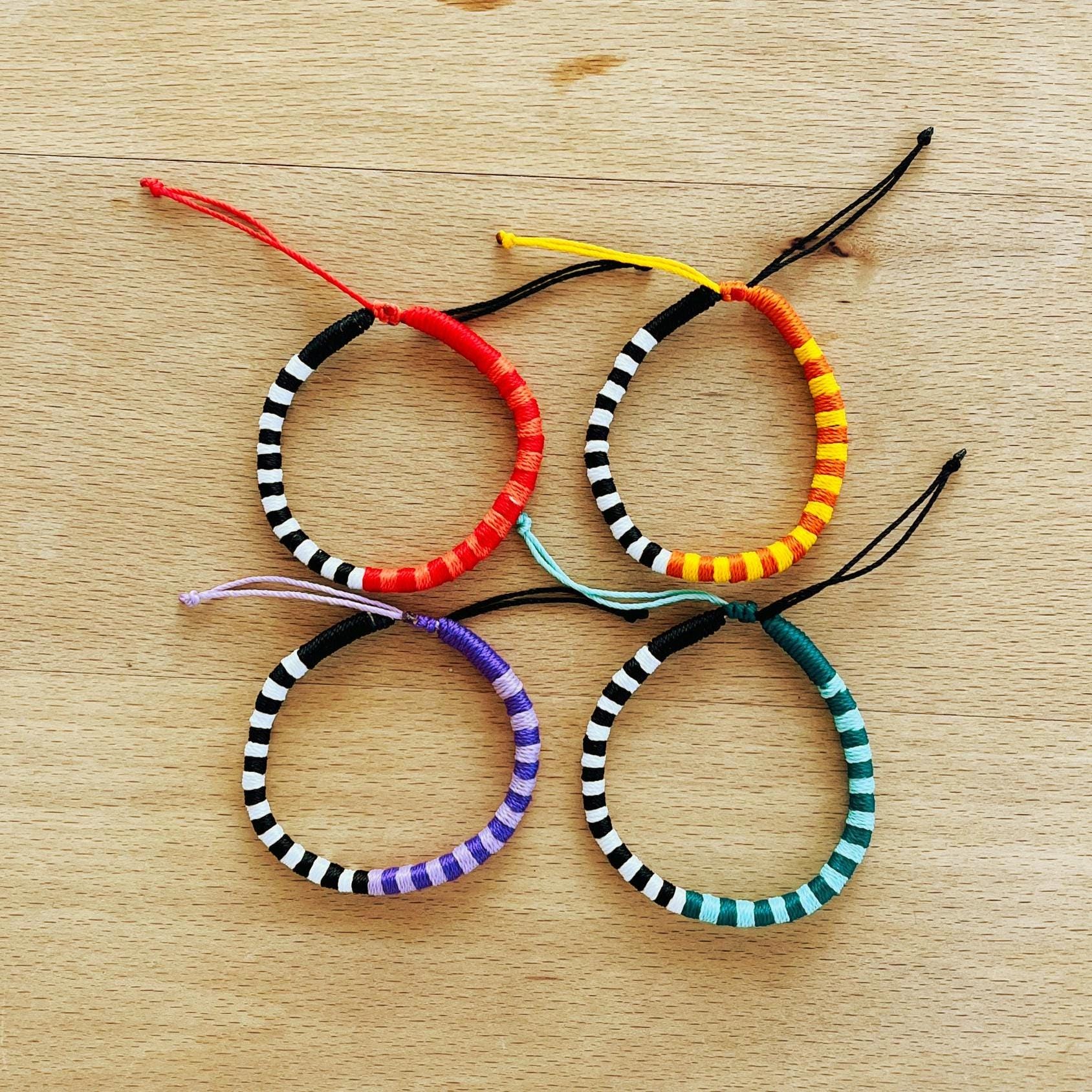 String Rope Bracelets Rope Bracelet, Adjustable Striped Friendship Bracelets, Handmade String ...