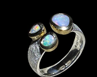 Drei Glückstreffer aus Coober Pedy Opal Ring Kombination