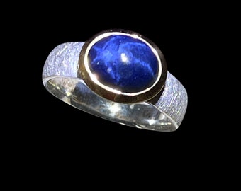 Sapphire star sapphire 2 siblings ring with gold plated setting