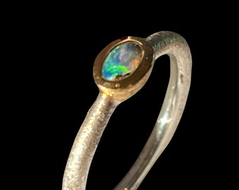 Schwarzopal Brillant Ring in Silber mit vergoldeter Fassung