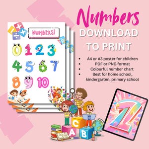 Póster de números del 1 al 10, arte de pared educativo para niños pequeños, cuadro de aprendizaje inspirado en Montessori, decoración de sala de juegos para guardería, práctica de matemáticas