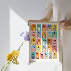 Animal Alphabet Poster for Kids ABC Wall Art Toddler Educational Poster Animal Nursery Decor Letter Nursery Animal Art Montessori wall decor