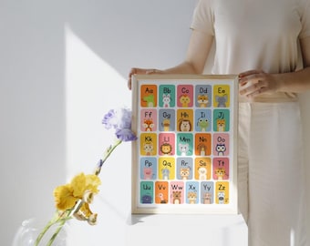 Animal Alphabet Poster for Kids ABC Wall Art Toddler Educational Poster Animal Nursery Decor Letter Nursery Animal Art Montessori wall decor
