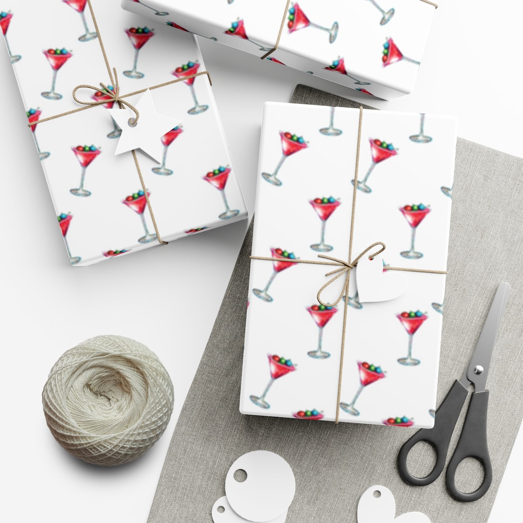 Martini Wrapping Paper Martini Festive Wrap Christmas Etsy