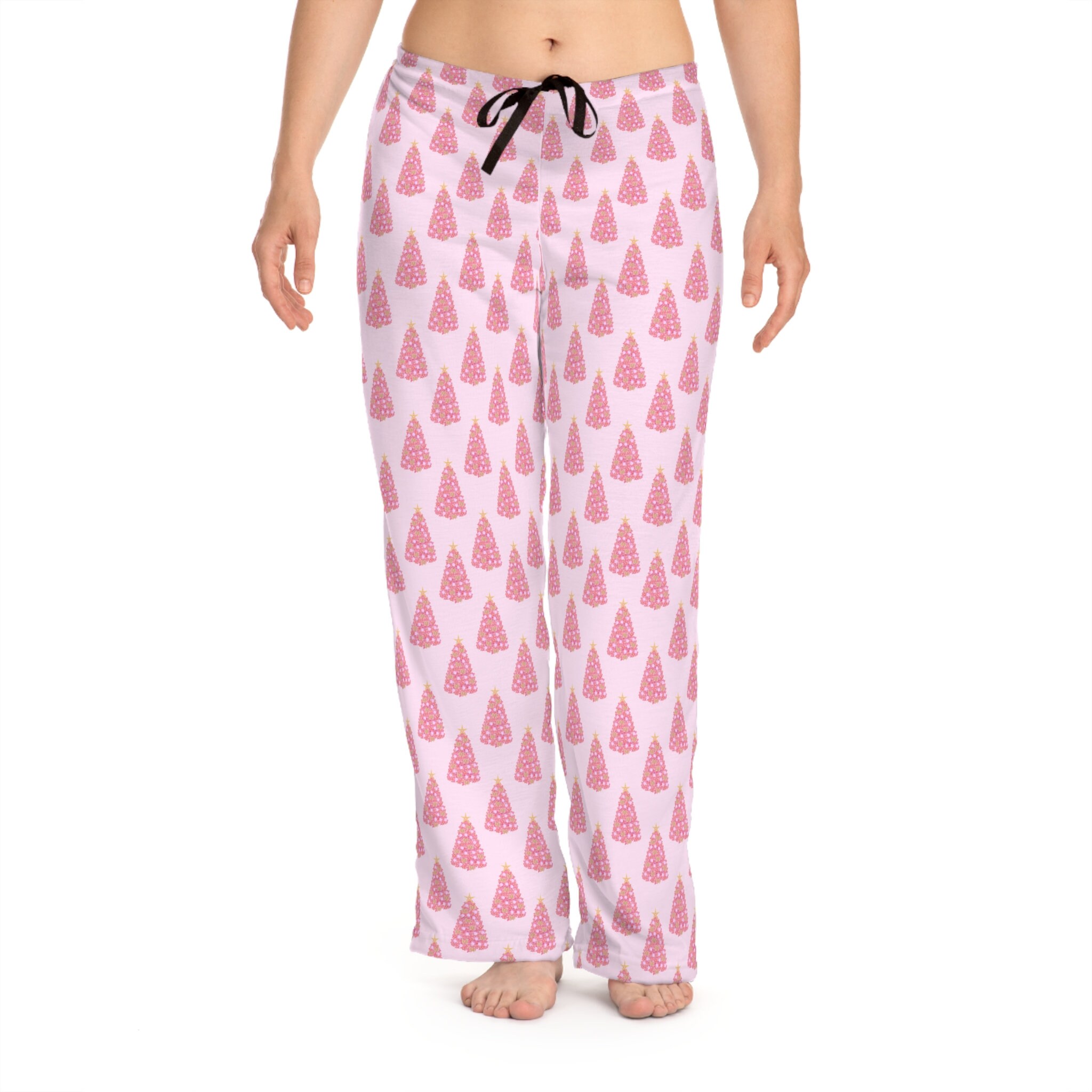 Ladies Pink Christmas Tree Pajama Bottoms Festive Holiday Etsy