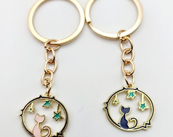 Keychains for COUPLES "Cats and stars"